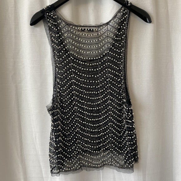 Endless Rose Black mesh pearl And Bead tank Size Large - Picture 8 of 11